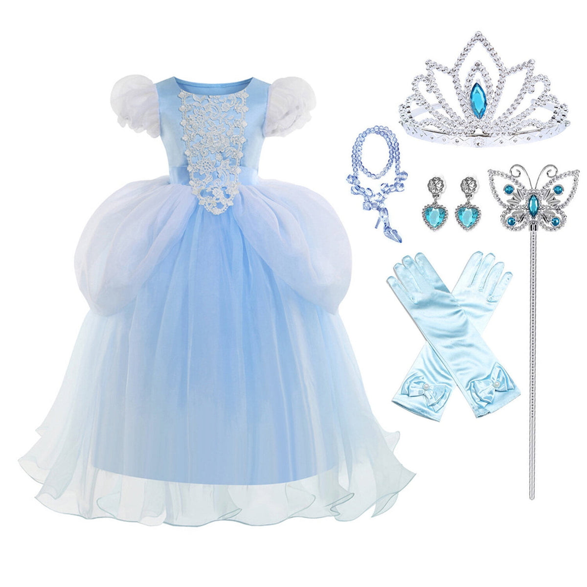 Kawell Princess Blue Toddler Girls Costume Dress Up Fancy Halloween Christmas Party