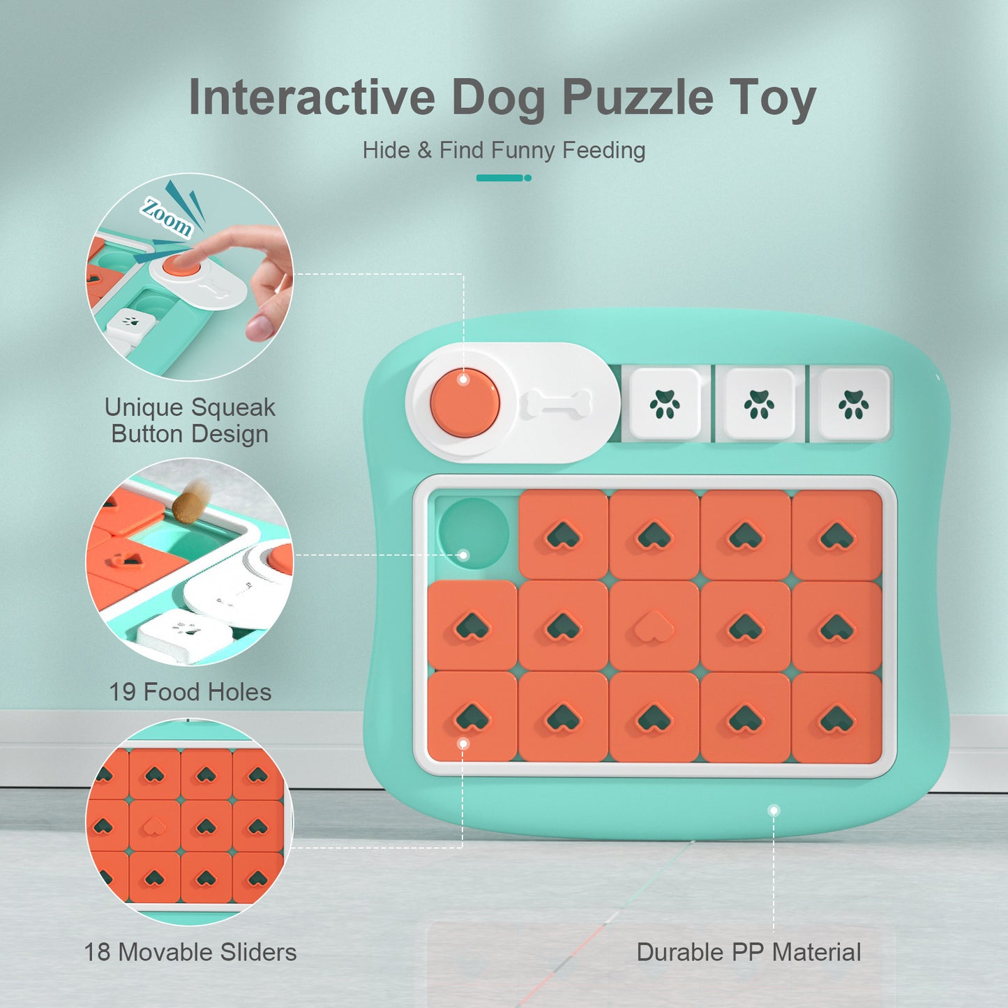 Dog Slow Feeder Puzzle Toy – Interactive Treat Dispensing & Sound Pet Educational Toy