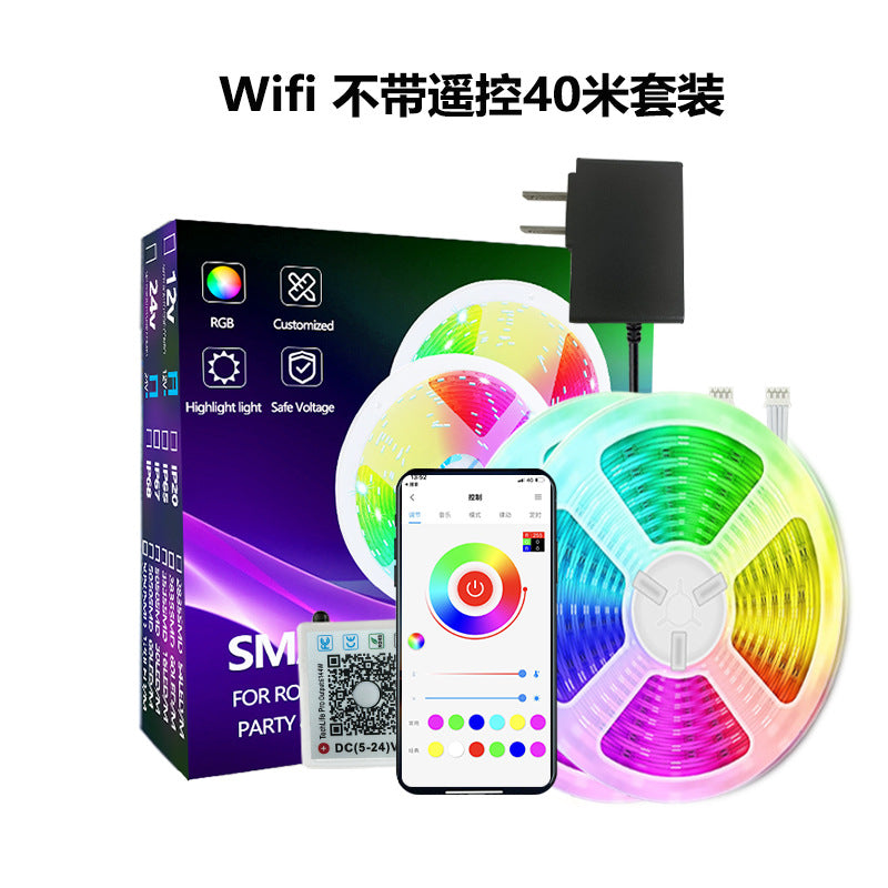 Smart WiFi Bluetooth RGB LED Light Strip - App Controlled Color Changing Lights for Bedroom, Gaming Room, TV Backlight