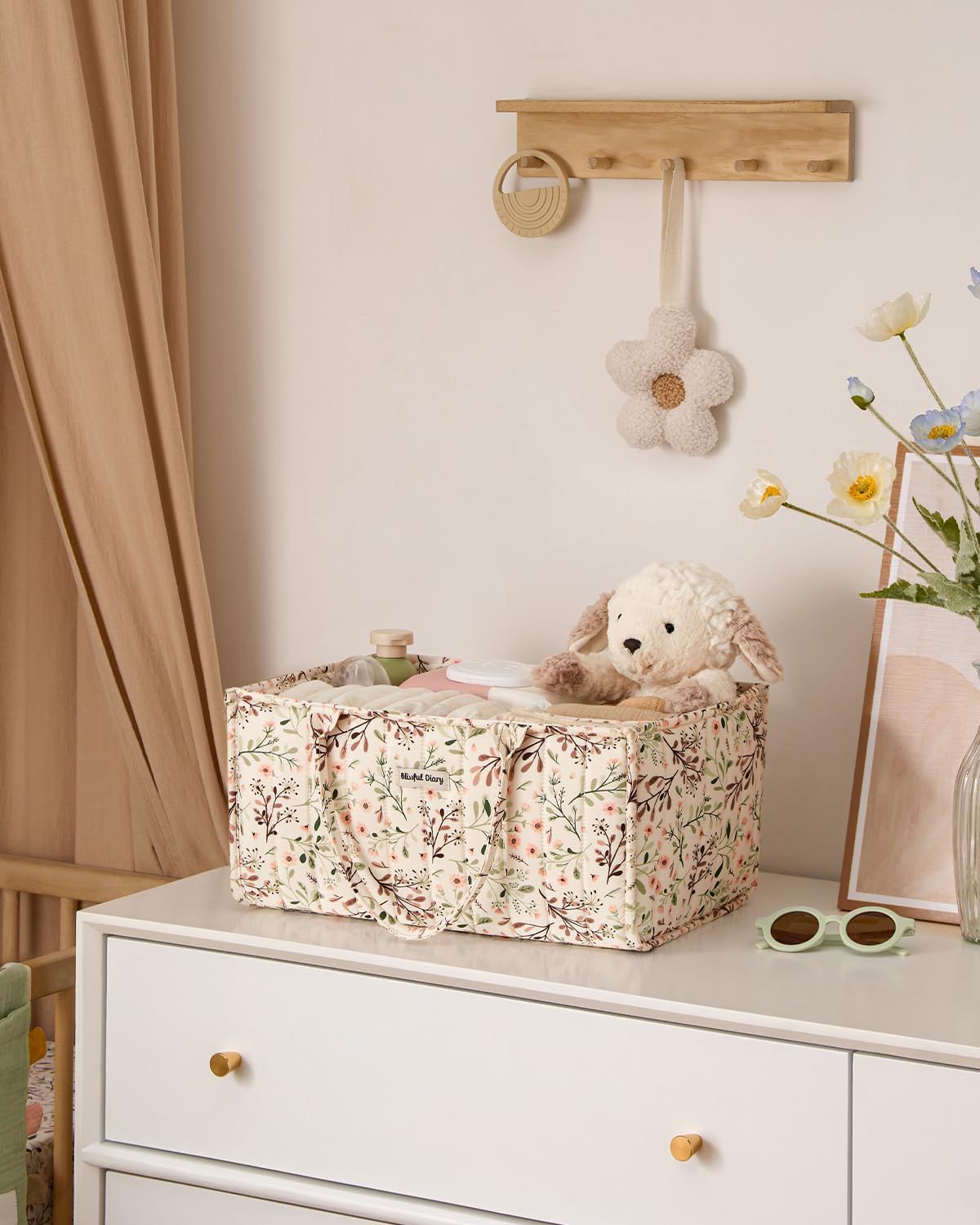 Floral Mommy Bag | Multi-Compartment Diaper Storage Bag | Portable Baby Bag