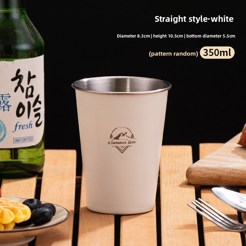 350ml Stainless Steel Camping Cup – Portable Outdoor Mug, 5 Colors + 4-Piece Set