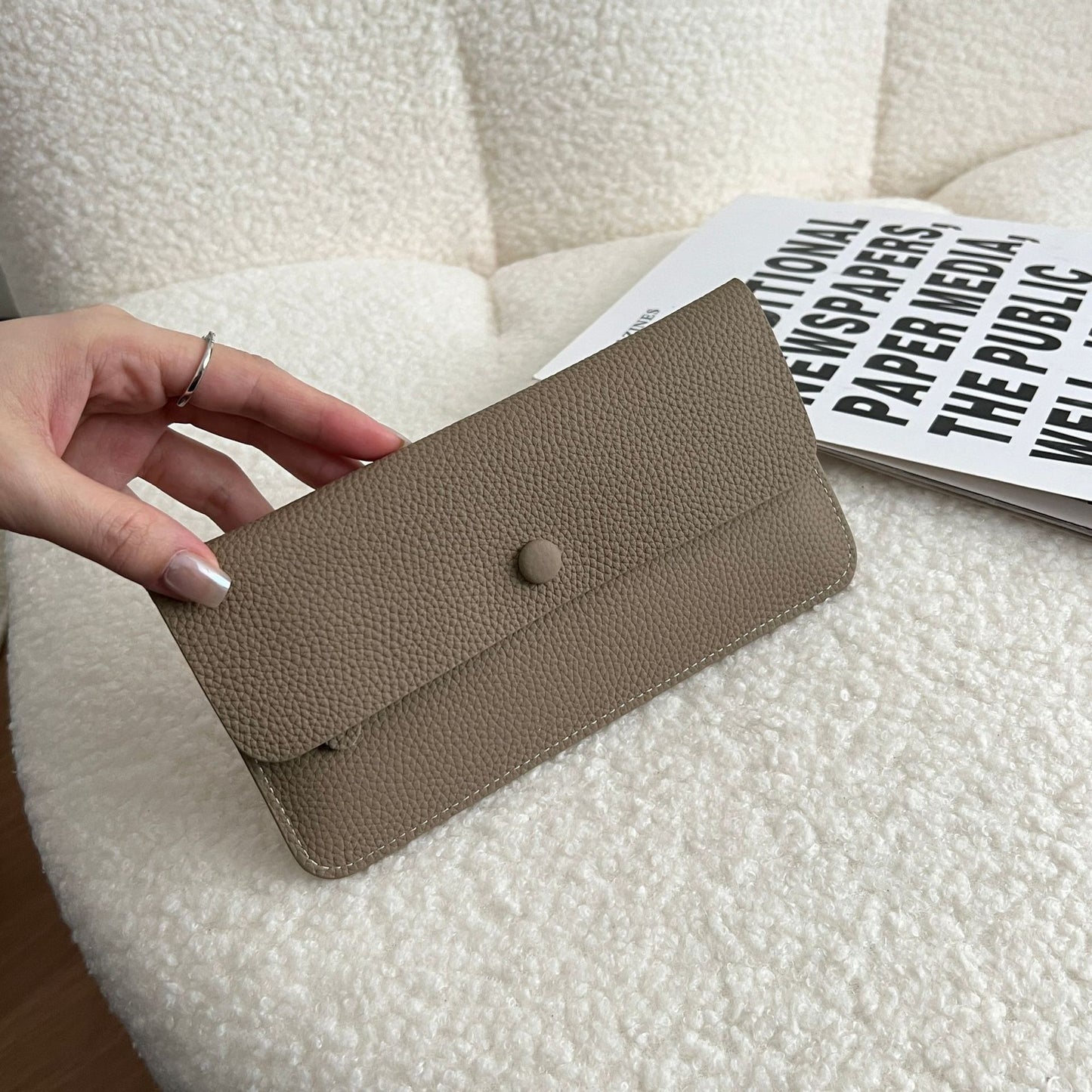 Women's Genuine Leather Long Wallet – Ultra-Thin Slim Card Holder & Bill Organizer (10 Colors)