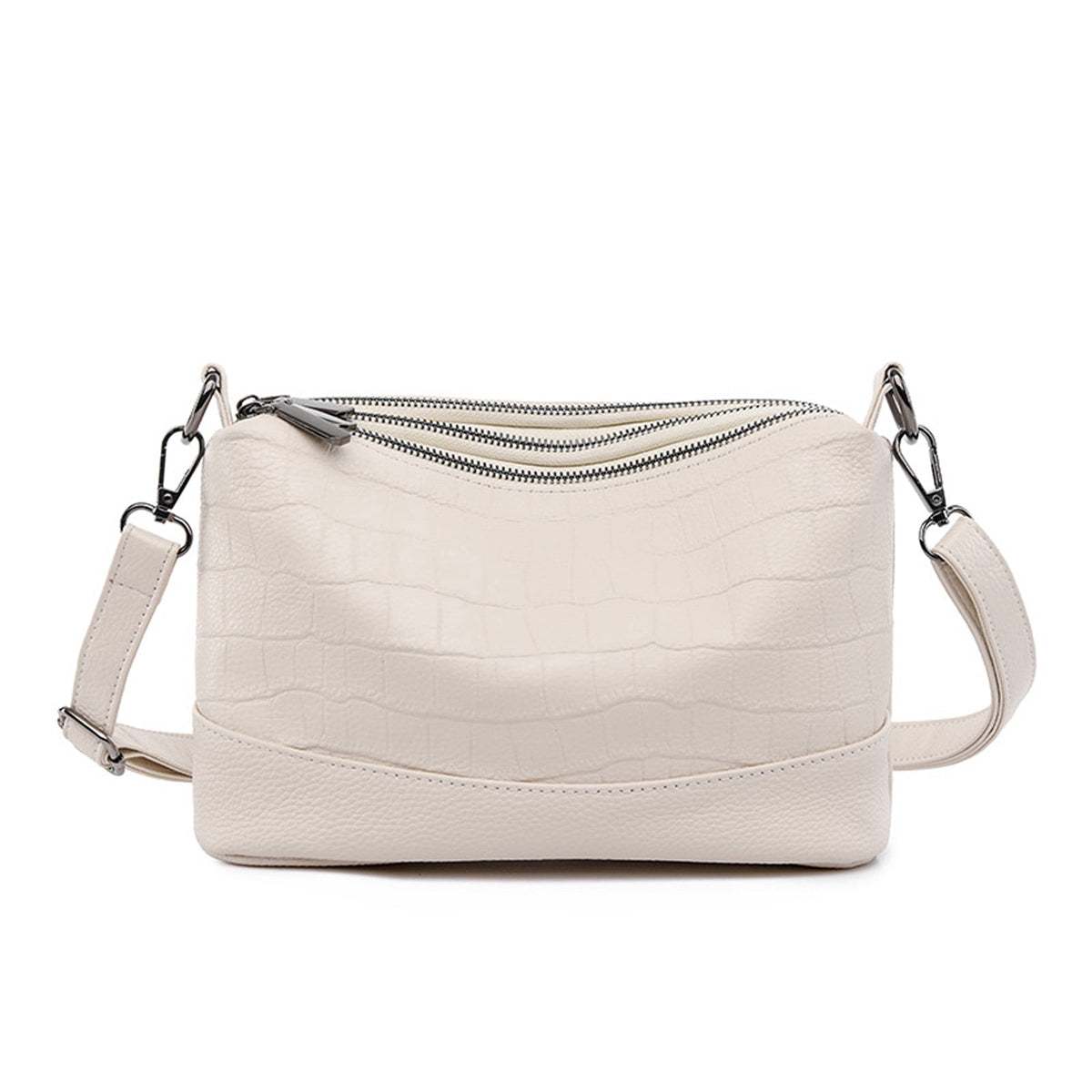 URSOFINE Women Crocodile Embossed Crossbody Bag Multi-Pocket Leather Shoulder Purse with Adjustable Strap