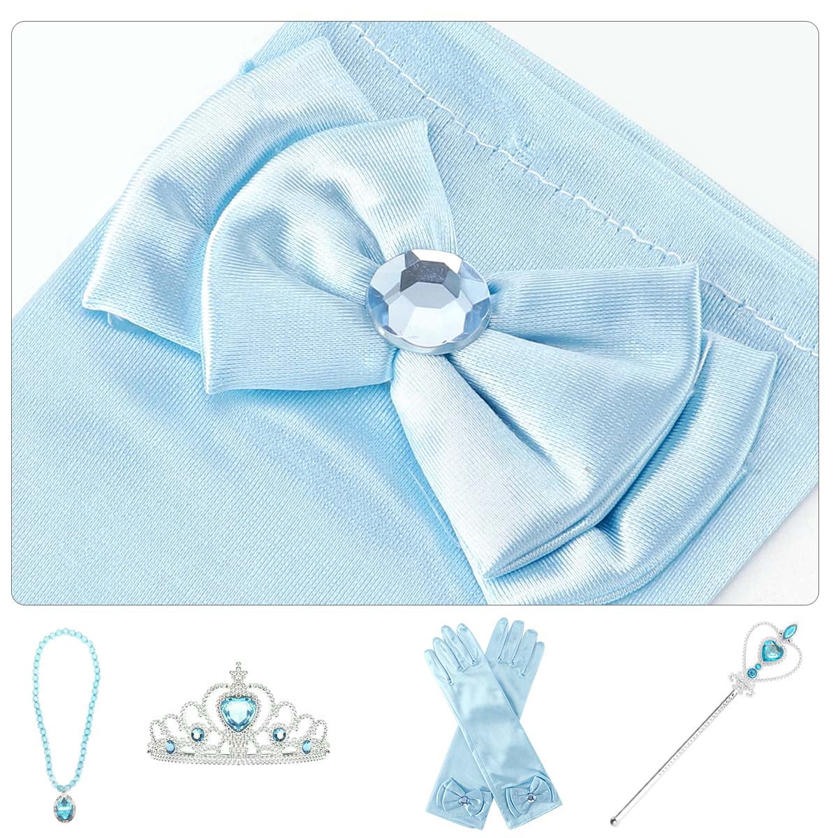 KAWELL Princess Dress up Costume with Cosplay Accessories Crown Wand & Gloves