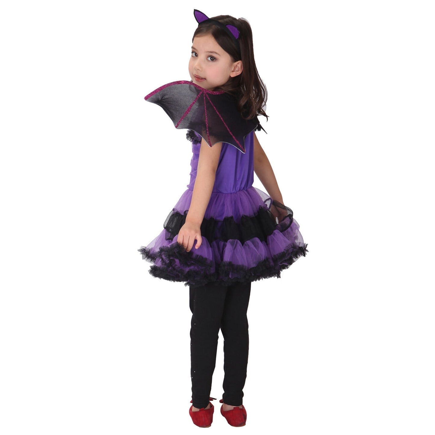 URSOFINE Girls Bat Vampire Costume Kids Halloween Clothes Animal Cosplay Purple Dress