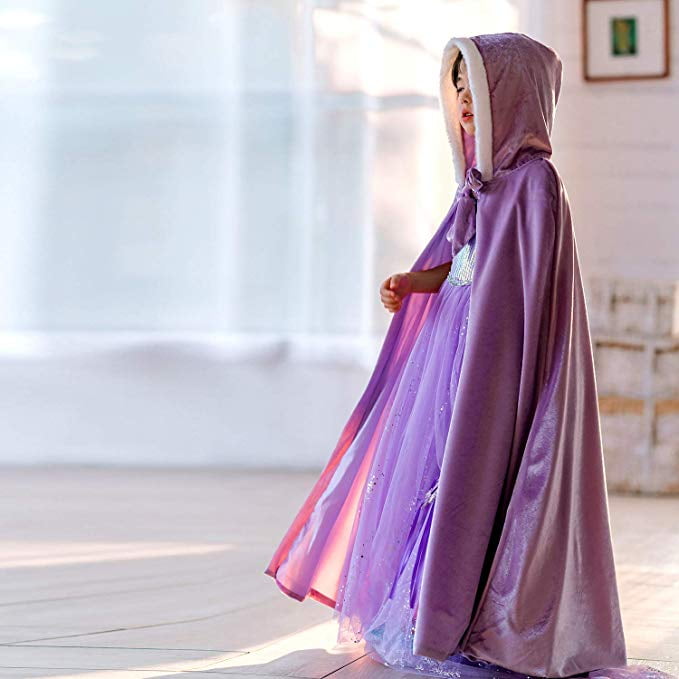 KAWELL Princess Full Length Girls Cloaks Blue Halloween Costume Capes for Child 3-12 Years