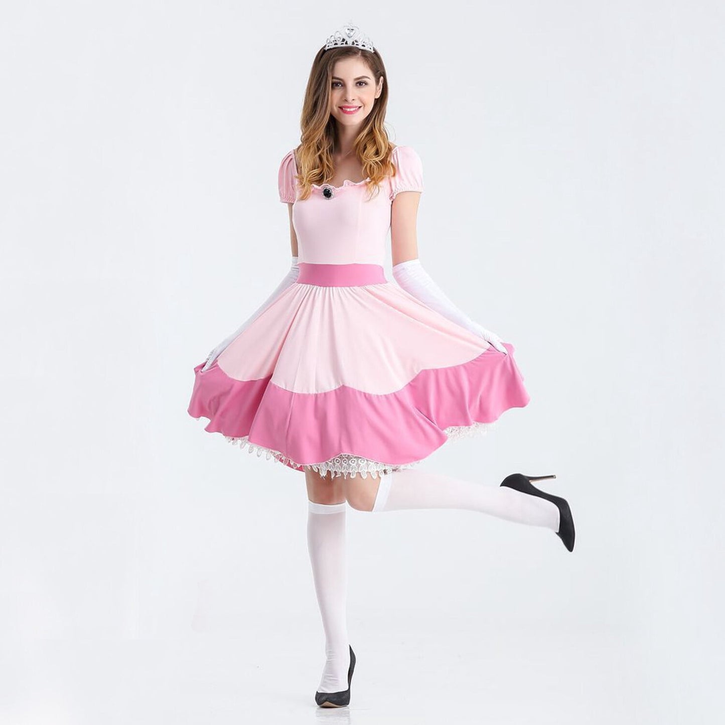 Adult Princess Peach Costume For Women Halloween Cosplay Dress