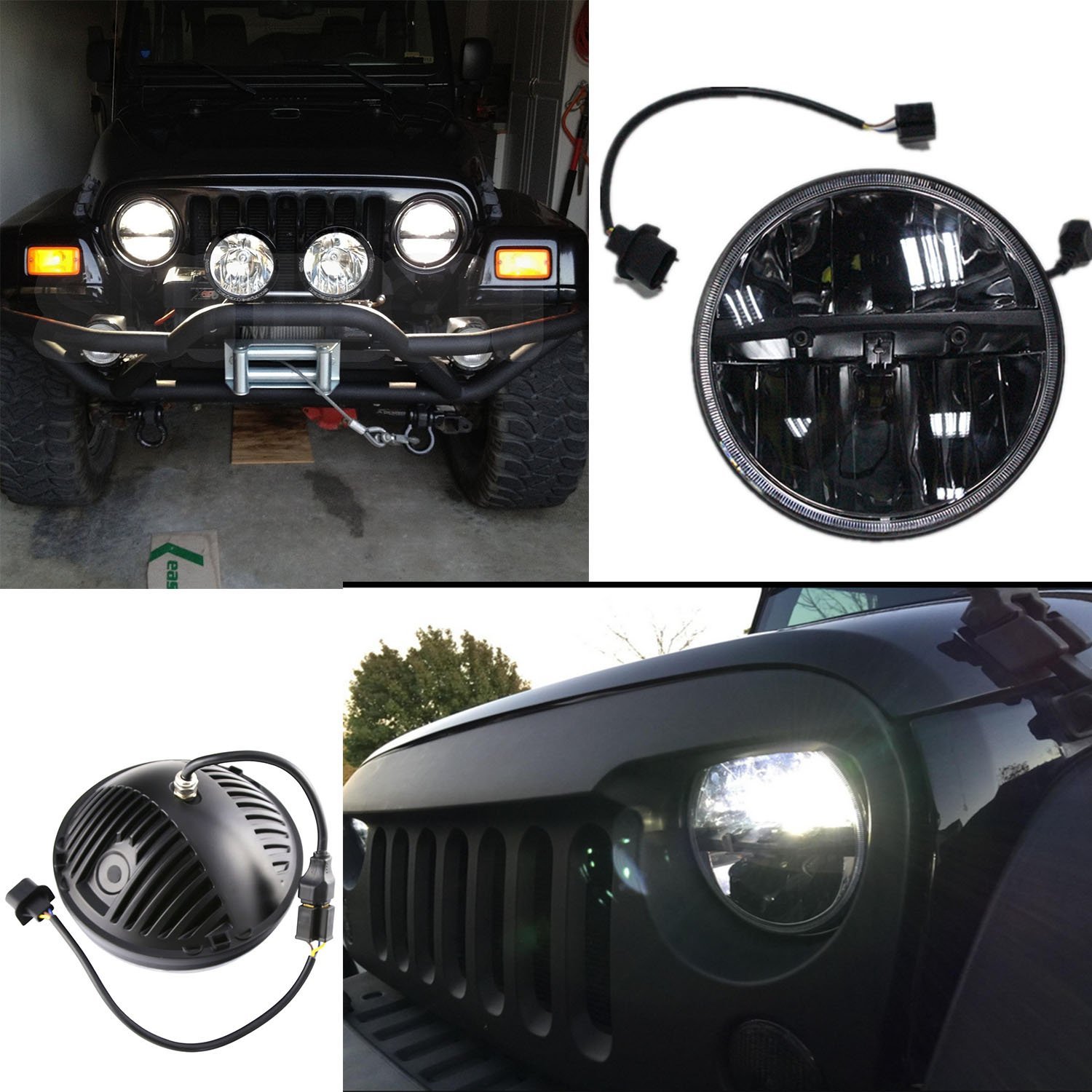 7 inch 36W CREE Round High Beam Low Beam LED Headlight For Jeep Wrangler 