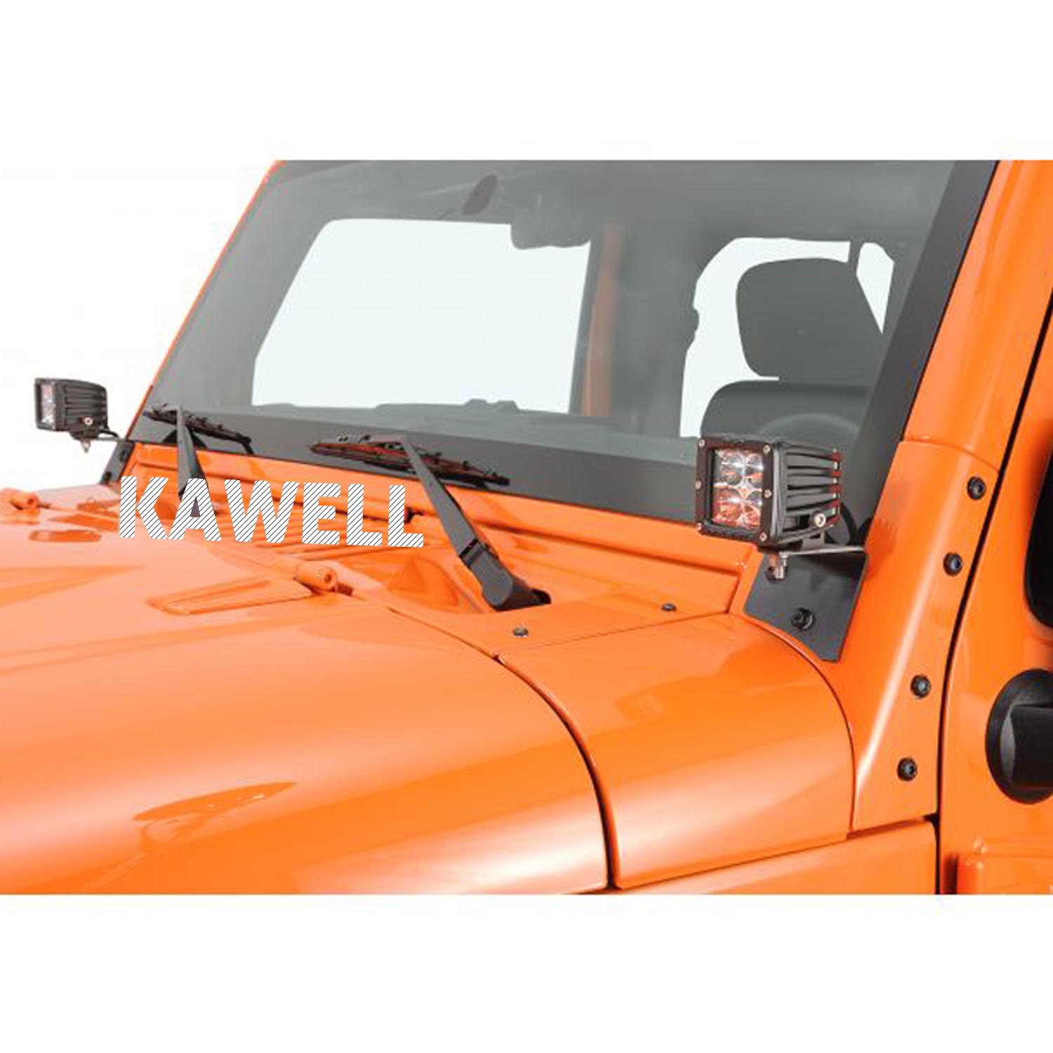 KAWELL Jeep JK A-Pillar Windshield Hinge Mount Brackets (2 pcs) for Mounting Auxiliary Off-Road LED, HID, Halogen Fog and Work Lights to 2007-2013 Jeep Wrangler JK