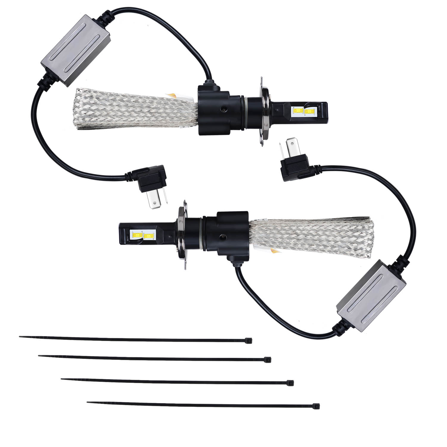 KAWELL LED Headlight Bulbs LED Headlight Conversion Kit - H4 Hi/Lo Beam - 40W*2 7,000LM 6500 Cool White OSRAM LED with Flexible Tinned Copper Braid- 2 Yr Warranty