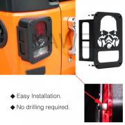 KAWELL Skull Gas Mask Black Light Guard Protector For 2007-2016 Jeep Wrangler 2/4 door Sport X Sahara Unlimited Rubicon Rear Taillights ( Tail Light ) Cover - Pair