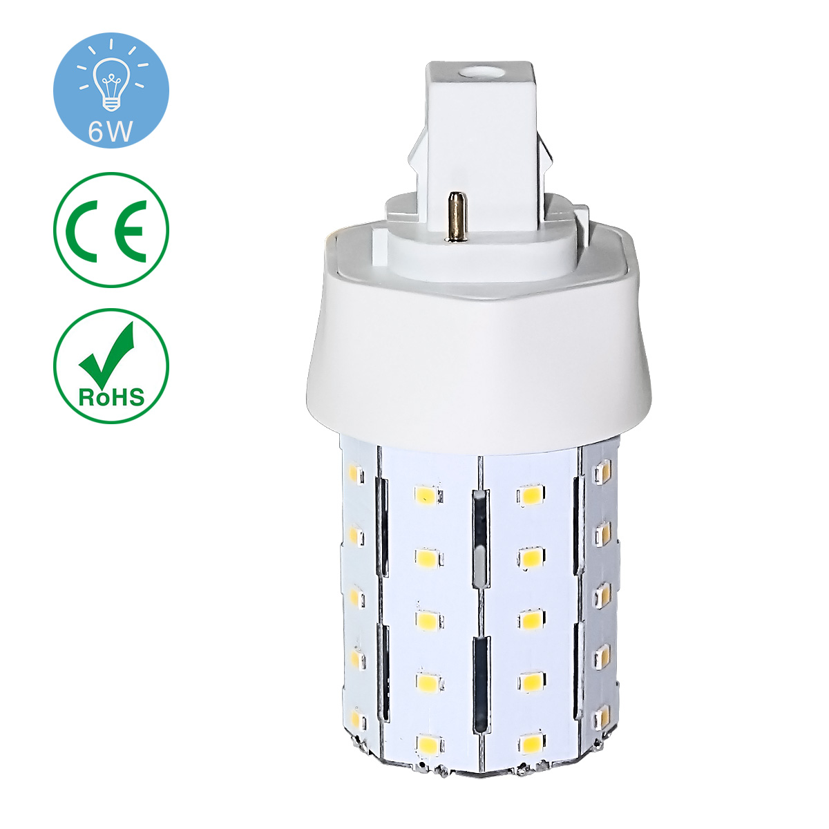 KAWELL 6W LED Corn Light Bulb GX24D Socket 720Lm 6500K Daylight,for Indoor Outdoor Chandelier Ceiling Pendant Wall Table Floor Lighting Lamp Bathroom Fixture Bright, UL Listed/TUV-Certified