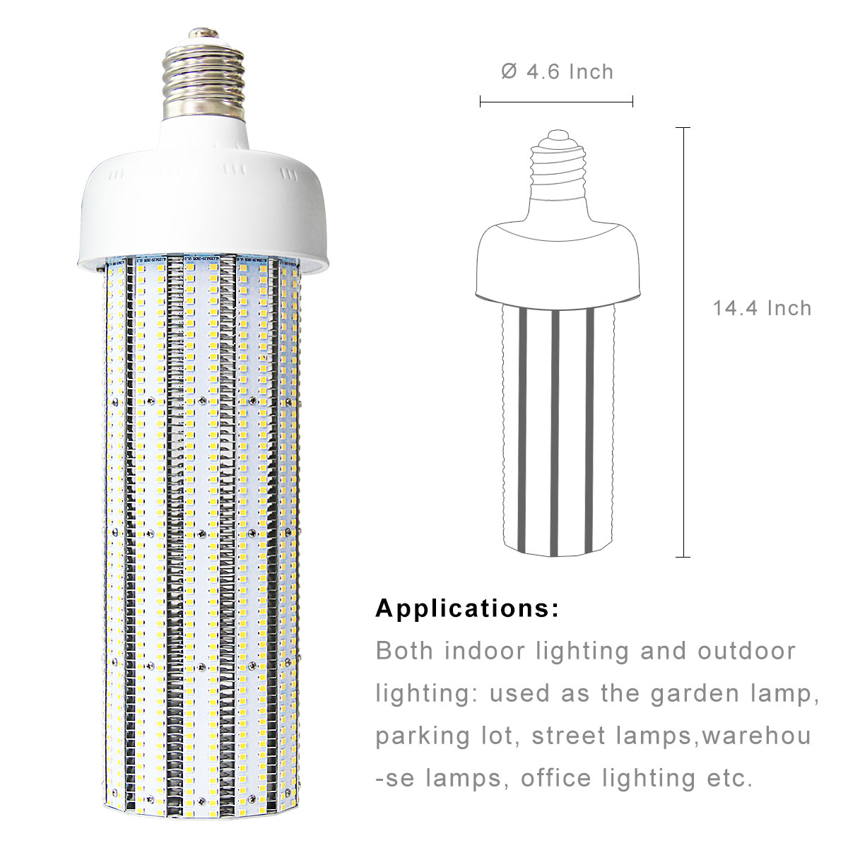 KAWELL 120W LED Corn Light Bulb E39 Large Mogul Base Street/Area Light Bulb for Fixtures HID/HPS/Metal Halide or CFL, 14400 lumen 6500K(Daylight) 360°Flood Light UL Listed/TUV-Qualified/DLC Certified 