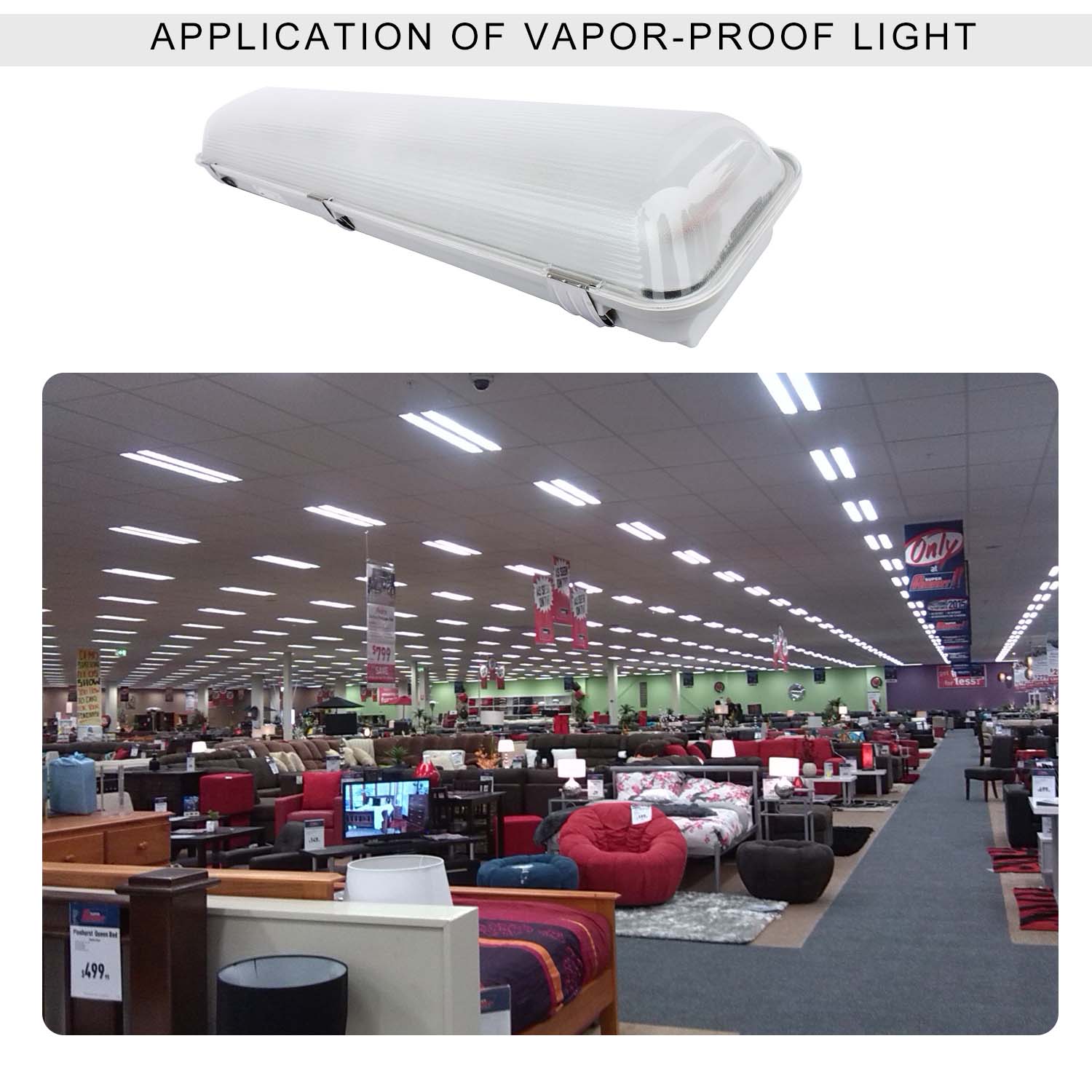 Kawell LED Vapor Tight 18W Waterproof IP65 100-277V 2 Ft.Super-Energy Saving Fluorescent Wet Location 3-Stage-Dimmable Fixture Fits 5 Warrenty White 