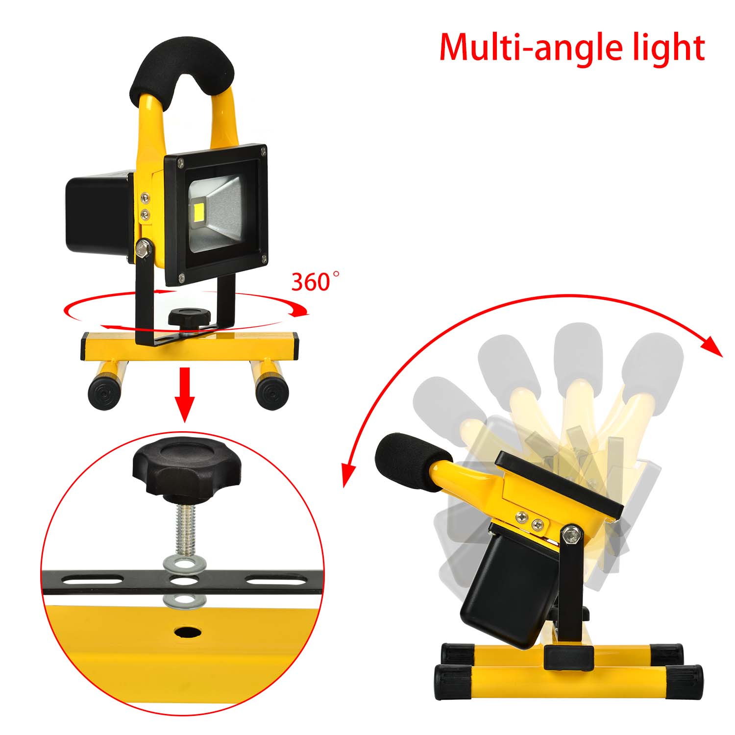 KAWELL 10W Spotlights Work Lights Outdoor Camping Lights, Built-in Rechargeable Lithium Batteries，Waterproof PI65, 6000K, 2 Years Warranty 