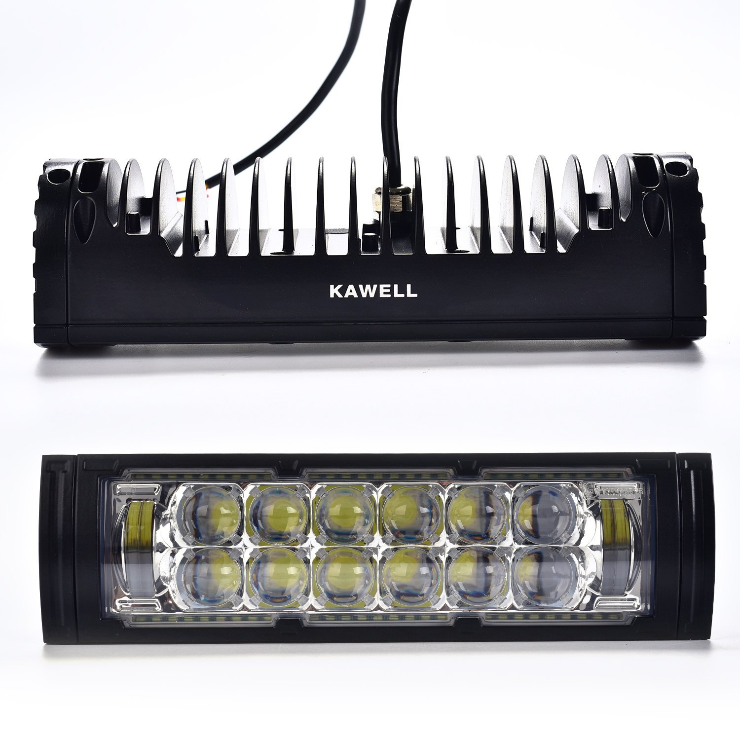 KAWELL 12.5 inch 55W 5D Lens LED Light Bar with Angel Eyes IP67 Waterproof for sedans, light SUVs and trucks, motorcycles, and off-road etc vehicles (1 Pack) 