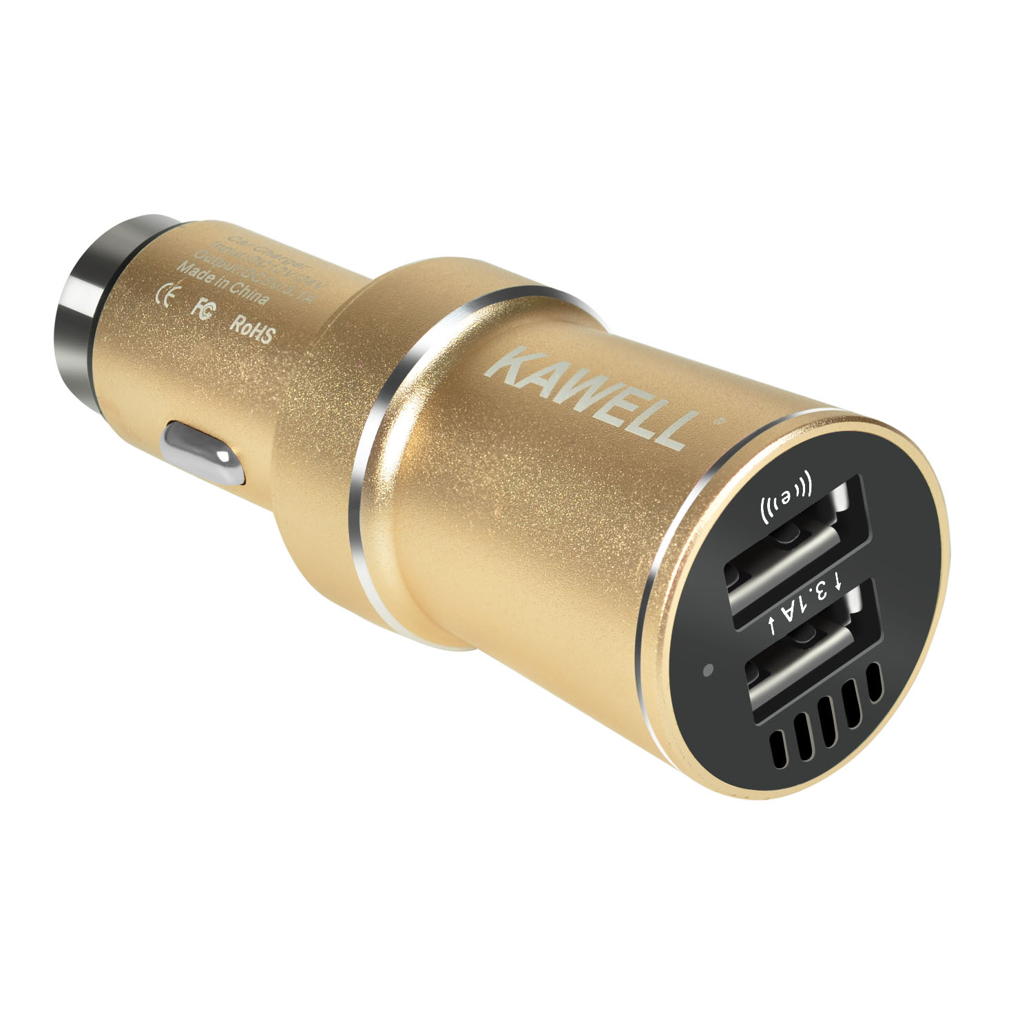 KAWELL Car Charger Cigarette Charger multi-function Dual Port USB with Air purification and Emergency harmmer function (Rose Gold) 