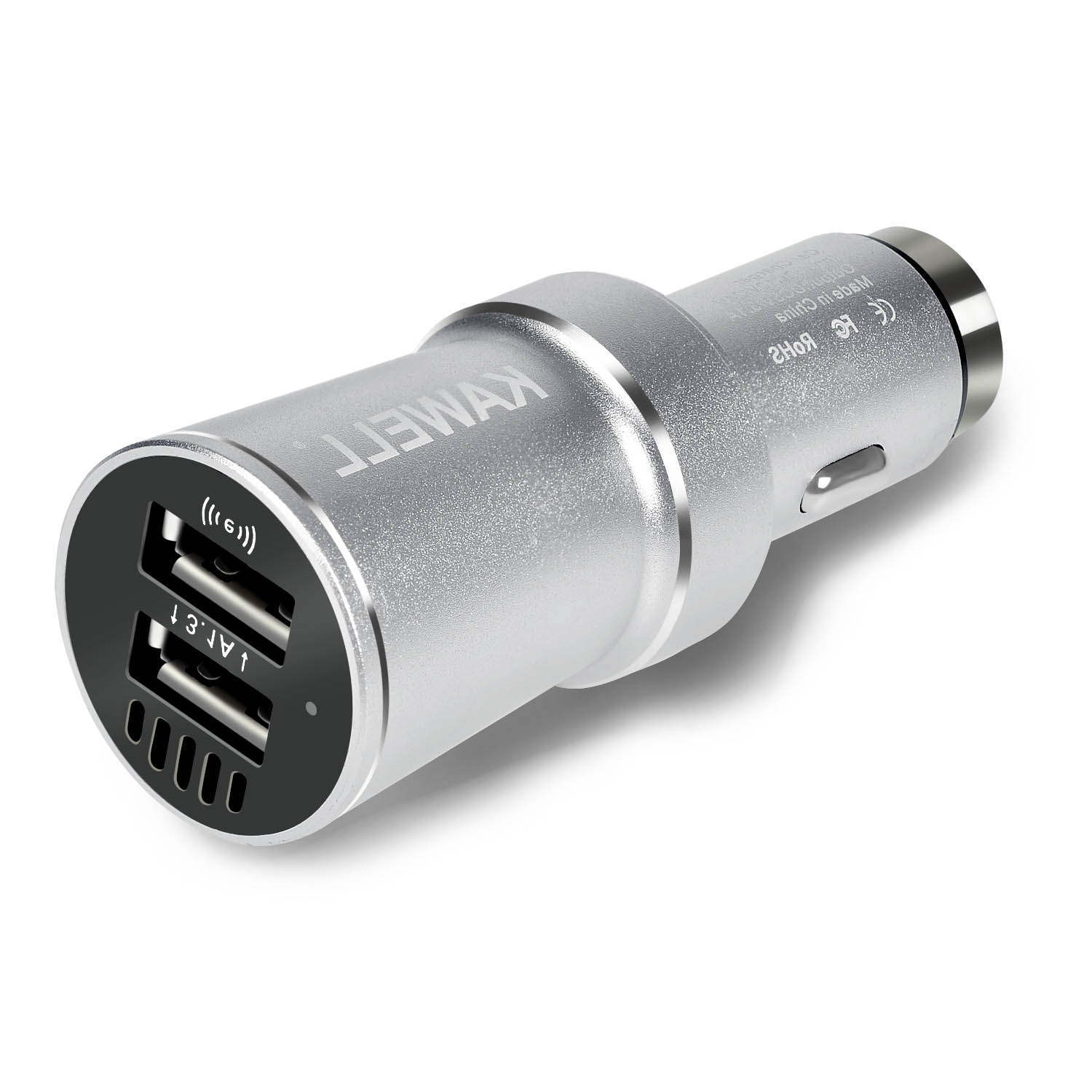 KAWELL USB Car Charger multi-function Dual Port Cigarette Charger with Air purification and Emergency harmmer function (Silver) 