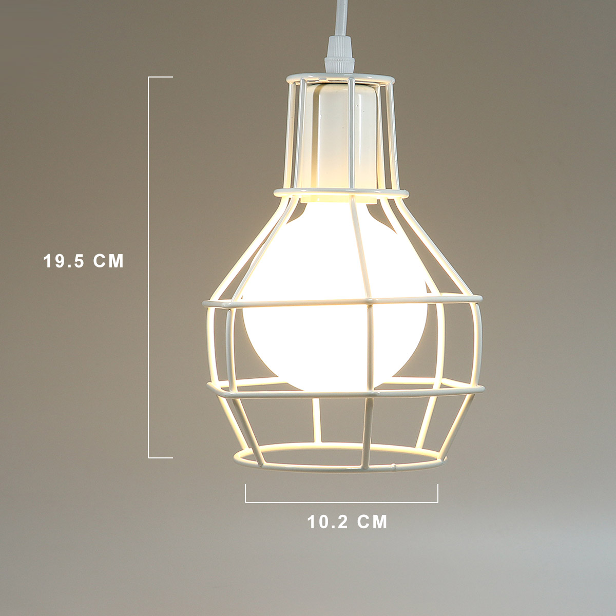 KAWELL Creative Vintage Pendant Light Industrial Retro Chandelier E27 Base Iron Cage Lampshade for Cafe, Restaurant, Study, Kitchen, Loft, Bar, Bedroom, White