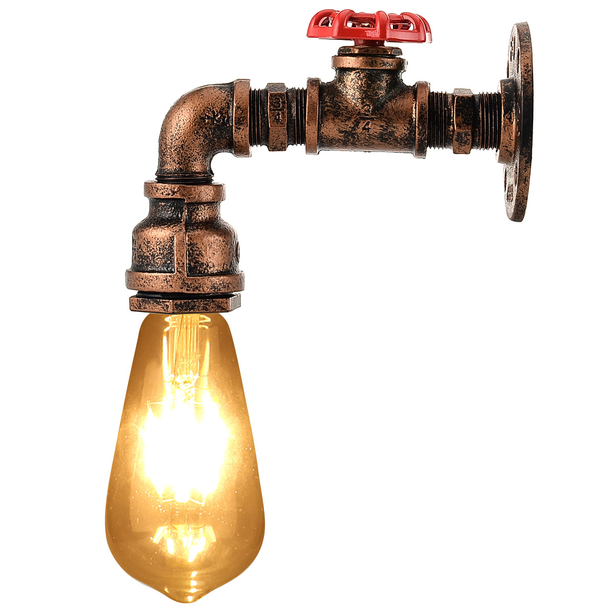 KAWELL Vintage Wall Lamp Industrial Retro Wall Light Creative Water Pipe Wall Sconce Iron Metal E27 60W Max for Restaurant, Cafe, Bar, Kitchen,Bedroom, Rust Color