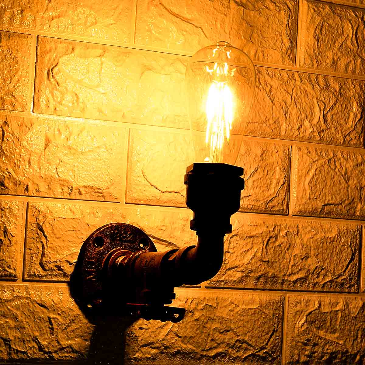 KAWELL Vintage Wall Lamp Industrial Retro Wall Light Creative Water Pipe Wall Sconce Iron Metal E27 60W Max for Restaurant, Cafe, Bar, Kitchen,Bedroom, Rust Color