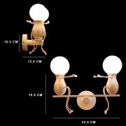 KAWELL Humanoid Creative Wall Light Modern Wall Lamp Simple Wall Sconce Art Deco Max 60W E27 Base Iron Holder for Children Room, Bedroom Bedside, Stairs, Hallway, Restaurant, Kitchen, White