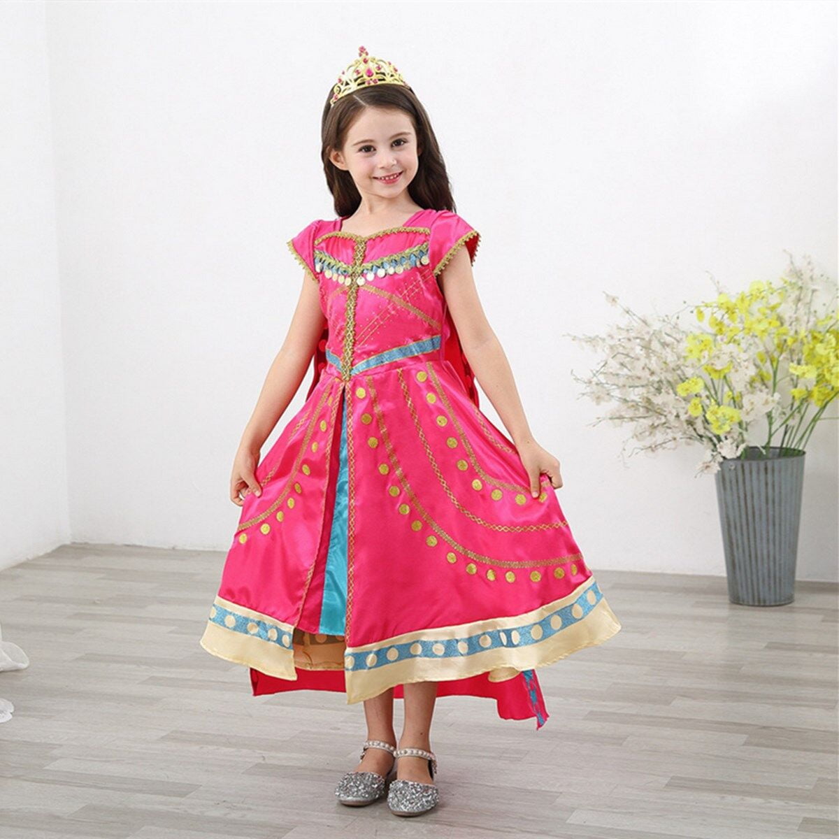 KAWELL Princess Costume for Girls Rose Sequined Princess Christmas Dress Up, Little Girls 2t 3t