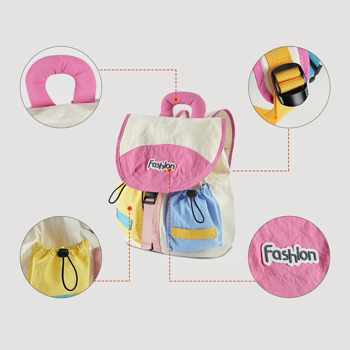 URSOFINE Color Block Drawstring Backpack Lightweight Large Capacity Casual Daypack
