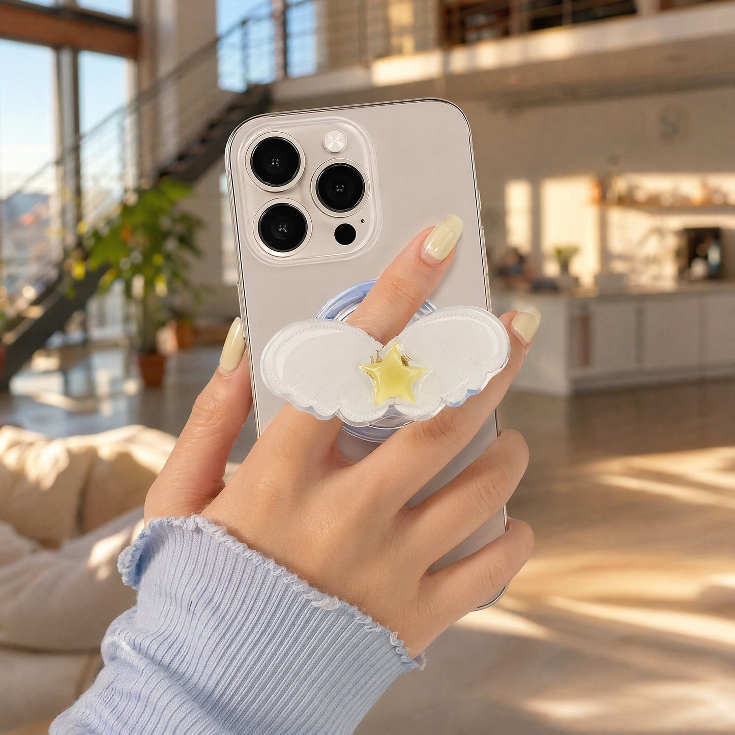 Magnetic Phone Grip 4-Pack | MagSafe Compatible Collapsible Stand with 16 Interchangeable Cute Panels | Air Cushion Finger Grip for One-Hand Use