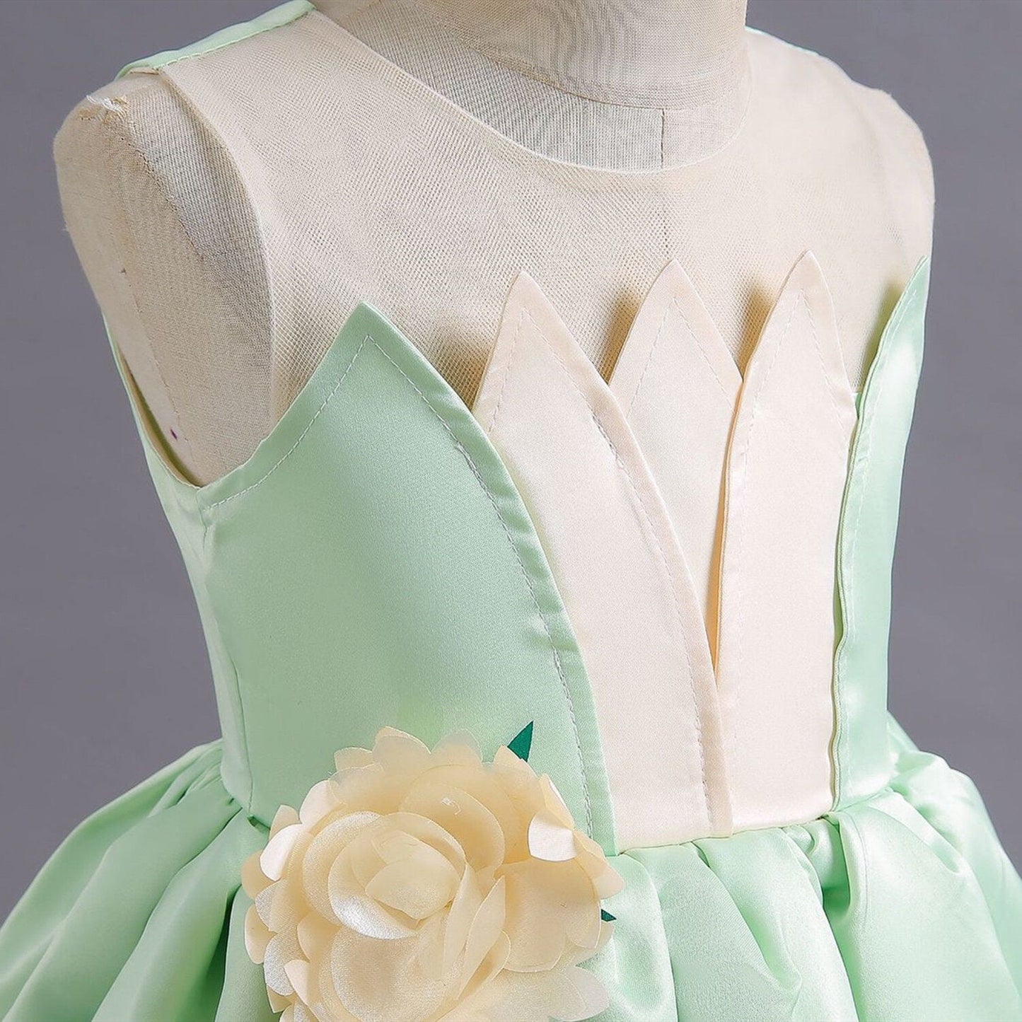 KAWELL Princess Tiana Costume for Girls Birthday Halloween Dress Up Outfits