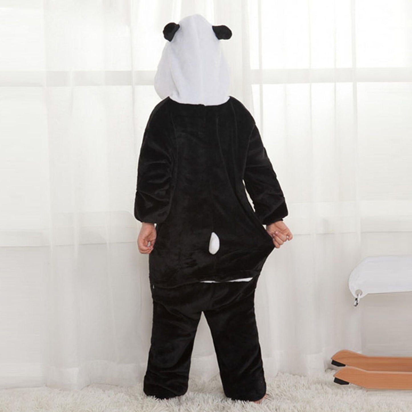 KAWELL Unisex Panda Parent One-Piece Pajamas Flannel Animal Pajamas Costume Halloween Christmas Cosplay