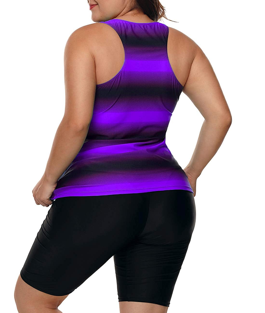 Women's Plus Size Rash Guard Capris Tankini Athletic Swimwear