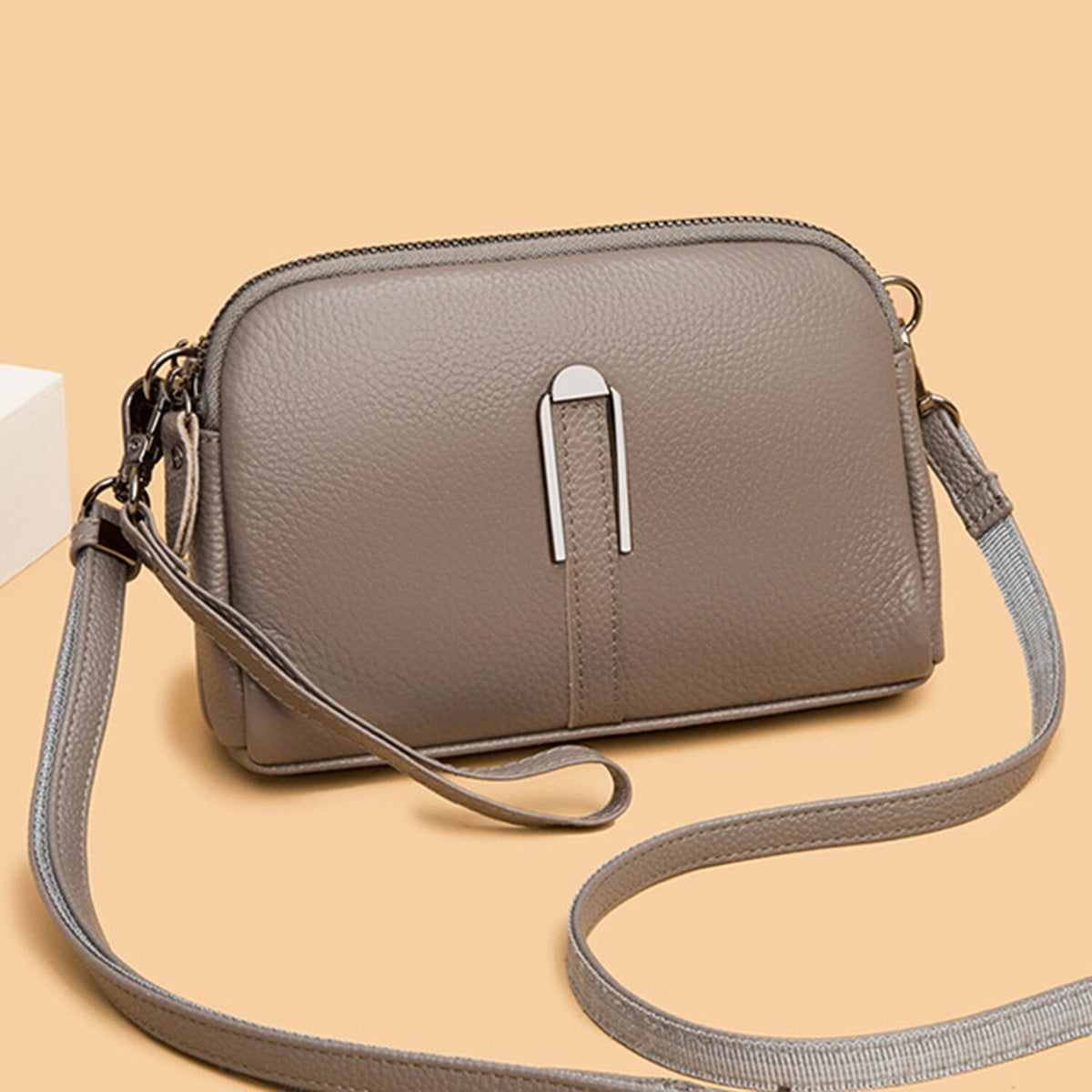 KAWELL Crossbody Bags for Women Genuine Leather Shoulder Purse Cross Body Bag with Wristlet Top Zipper