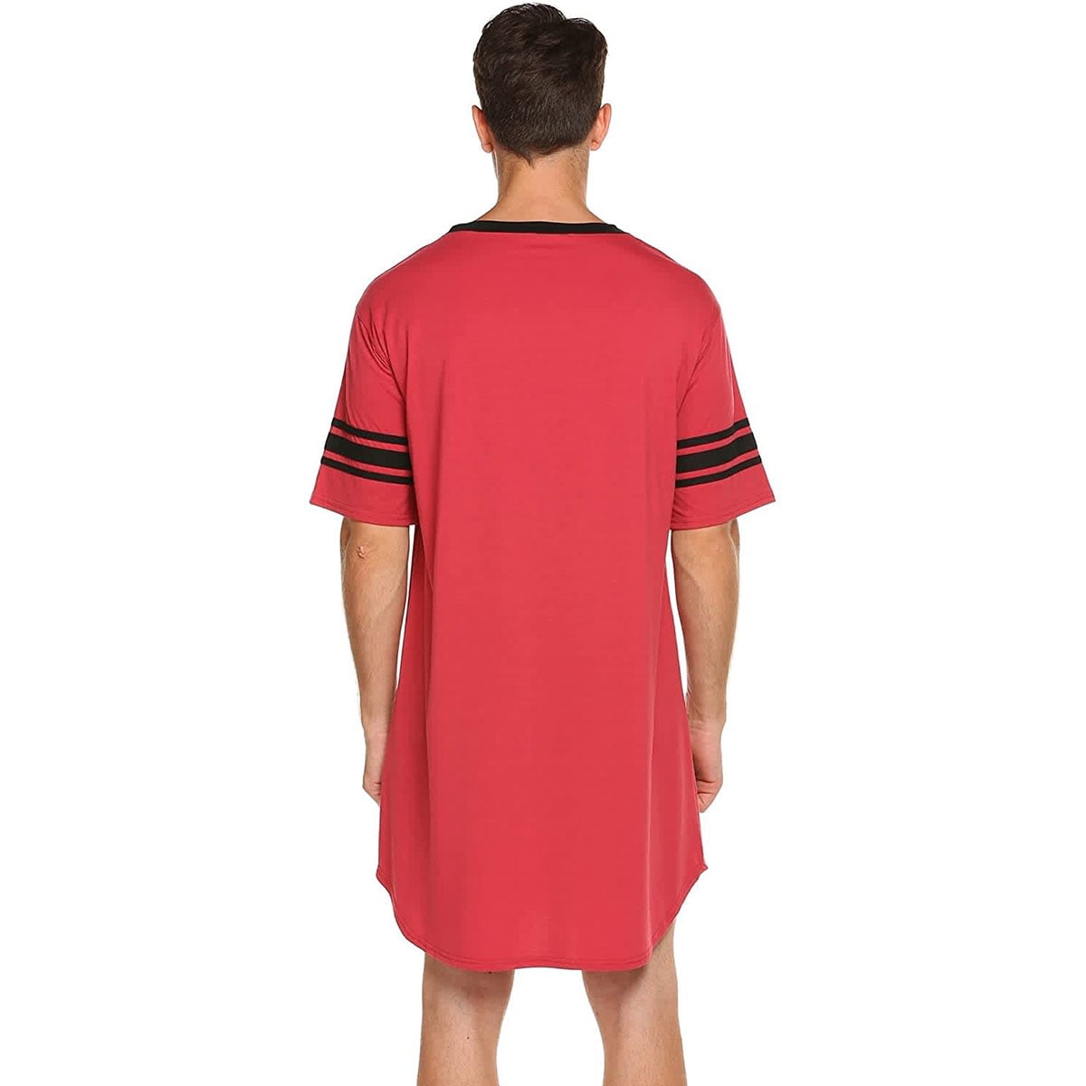 KAWELL Men's Nightshirt, Cotton Nightwear Comfy Big&Tall V Neck Short Sleeve Soft Loose Pajama Sleep Shirt
