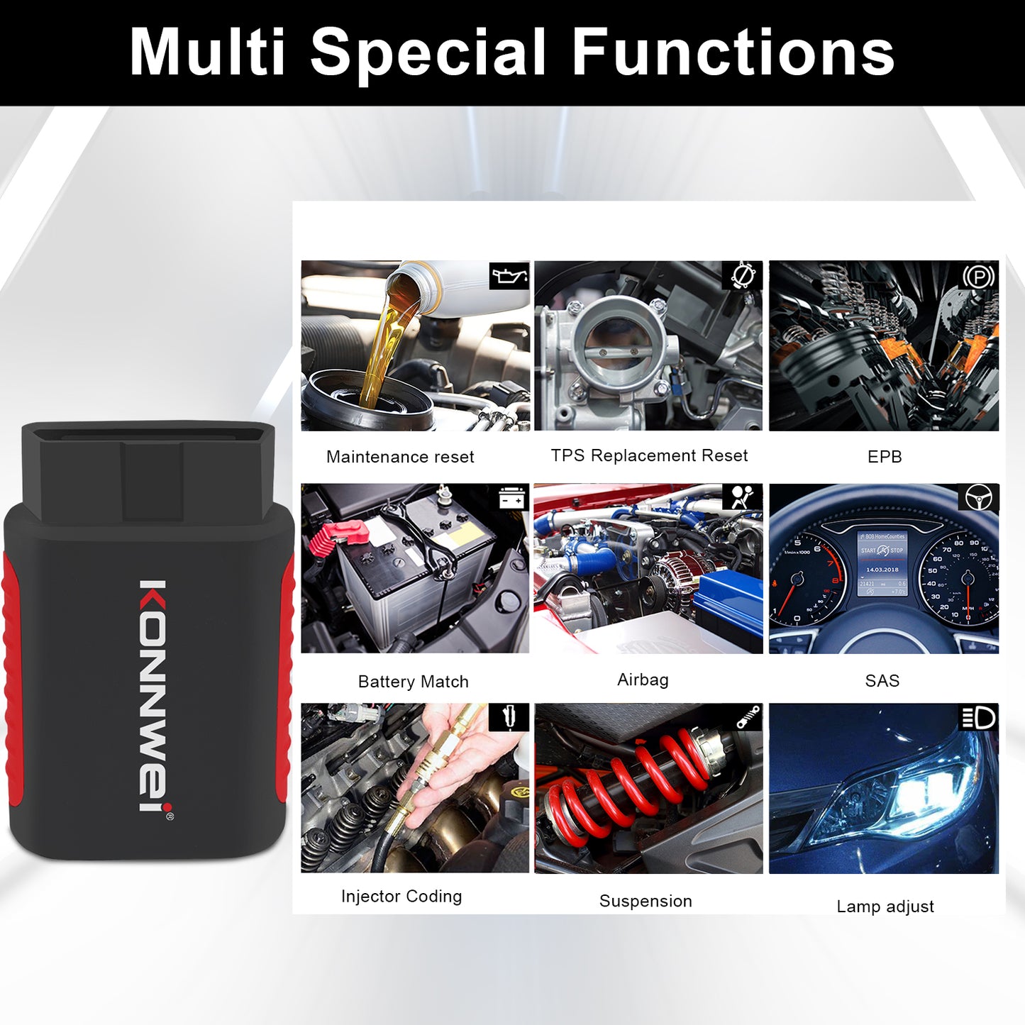 KONNWEI KDIAG Bluetooth 5.0 Full System OBD2 Scanner | 31+ Reset Functions | iOS & Android