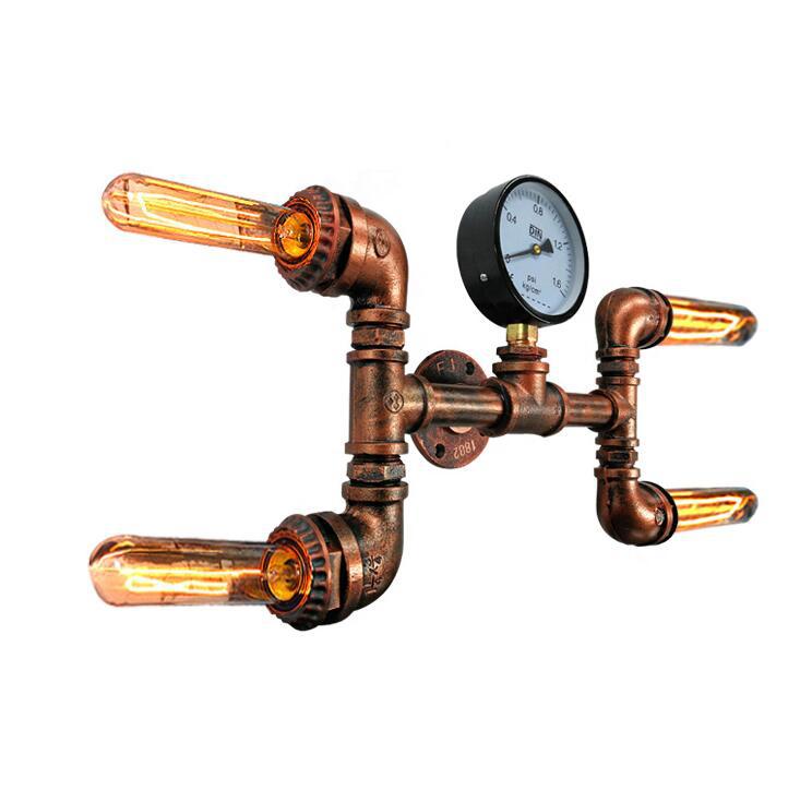 Industrial Pipe Wall Light – 4-Head Wrought Iron Retro LED Sconce for Bar, Cafe & Loft Decor