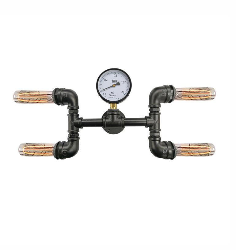 Industrial Pipe Wall Light – 4-Head Wrought Iron Retro LED Sconce for Bar, Cafe & Loft Decor