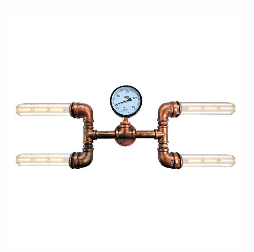 Industrial Pipe Wall Light – 4-Head Wrought Iron Retro LED Sconce for Bar, Cafe & Loft Decor