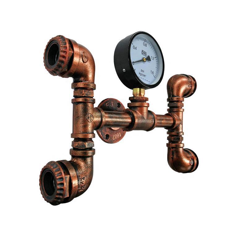 Industrial Pipe Wall Light – 4-Head Wrought Iron Retro LED Sconce for Bar, Cafe & Loft Decor