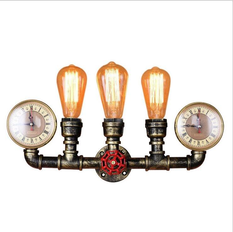 Industrial Retro Water Pipe Wall Lamp – Vintage Wrought Iron Sconce for Bar, Restaurant & Staircase