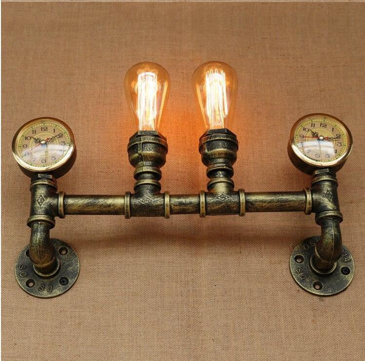 Industrial Retro Water Pipe Wall Lamp – Vintage Wrought Iron Sconce for Bar, Restaurant & Staircase