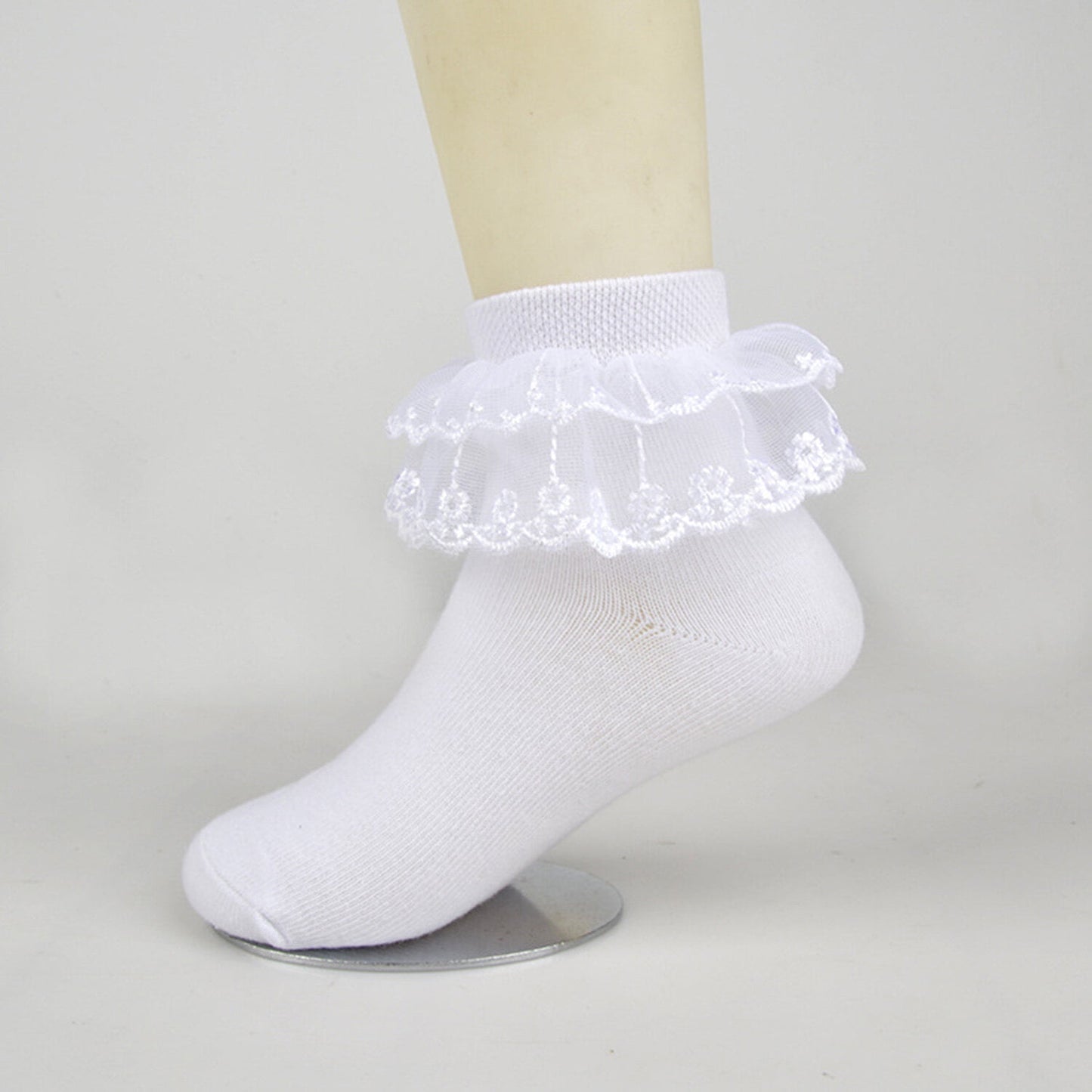 KAWELL 5 Pairs Toddler Baby Girls Ruffle Lace Socks Cotton Frilly Ankle Soft Dress children Princess Socks 2-15T
