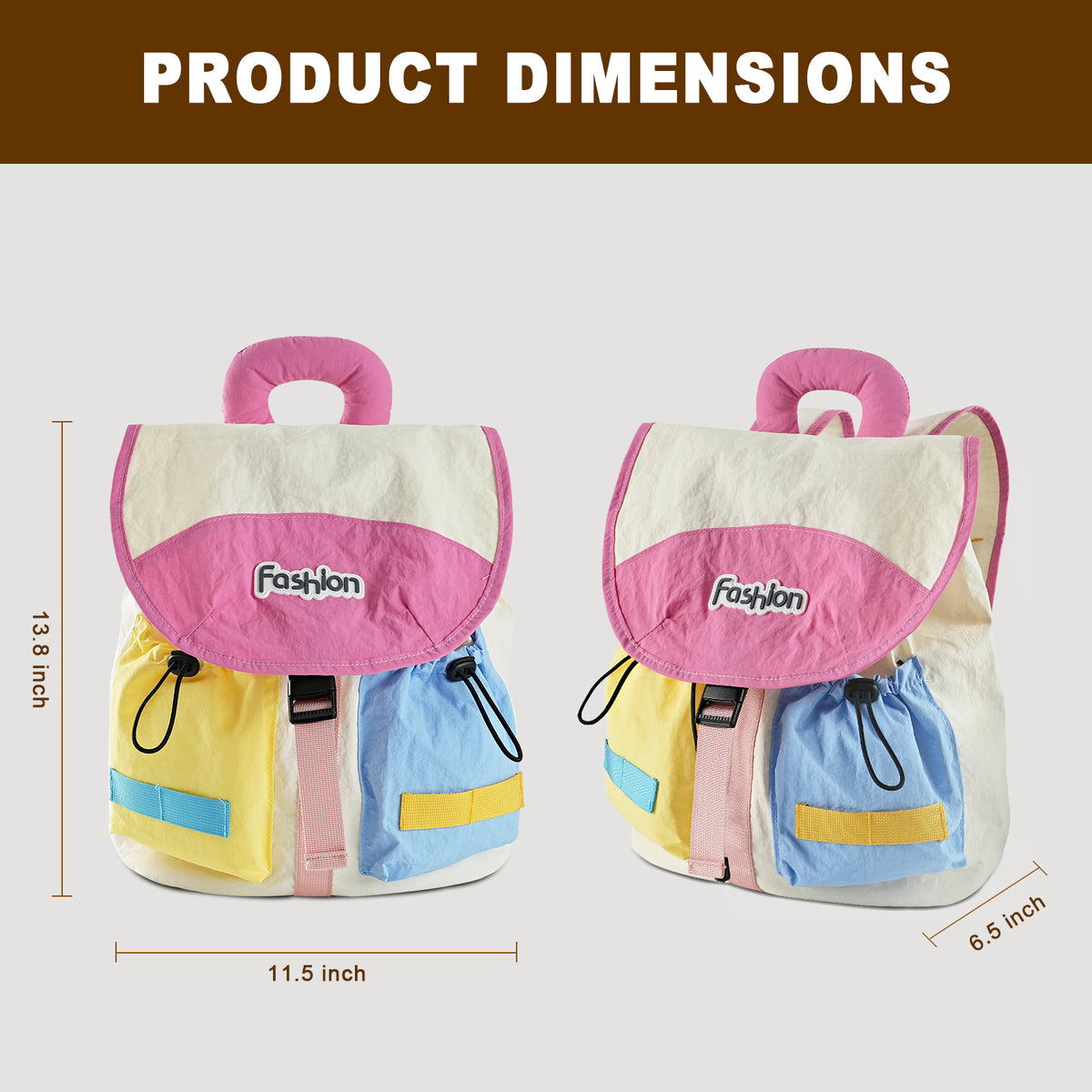 URSOFINE Color Block Drawstring Backpack Lightweight Large Capacity Casual Daypack