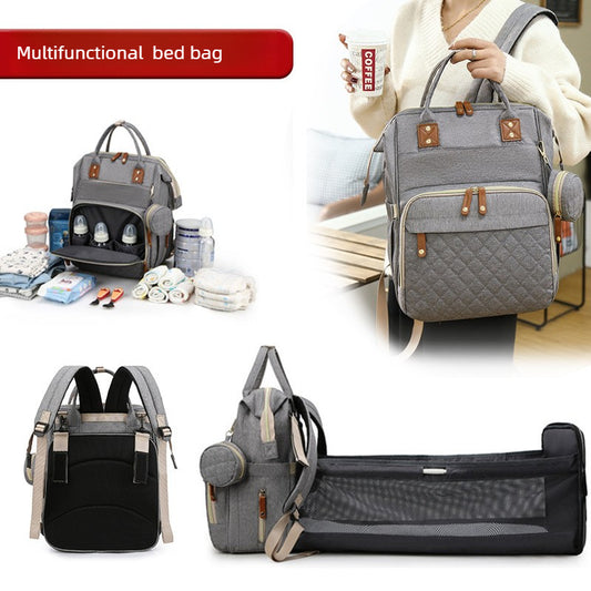 Large Capacity Mommy Bag | Portable Folding Bed Bag | Double Shoulder Baby Bag