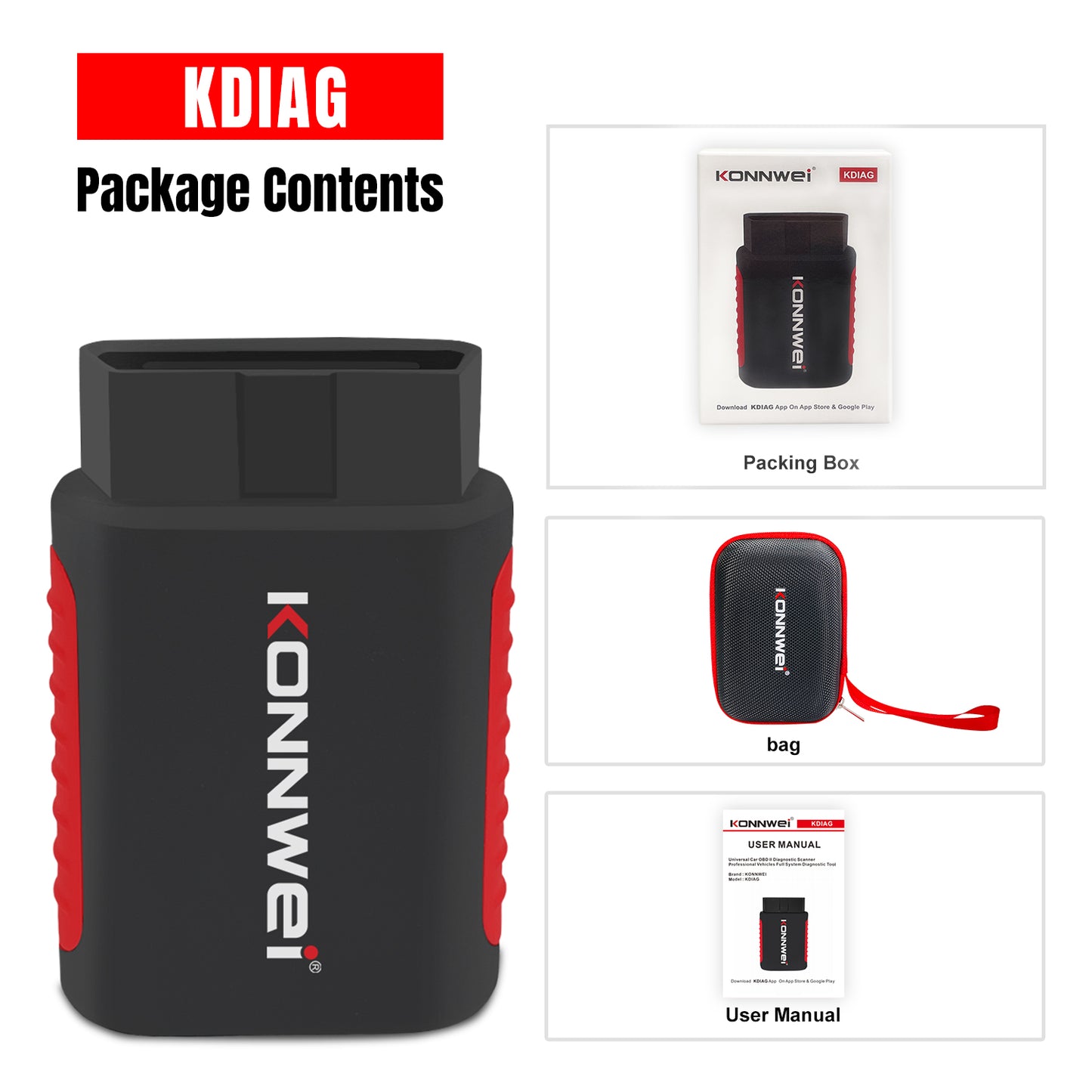 KONNWEI KDIAG Bluetooth 5.0 Full System OBD2 Scanner | 31+ Reset Functions | iOS & Android