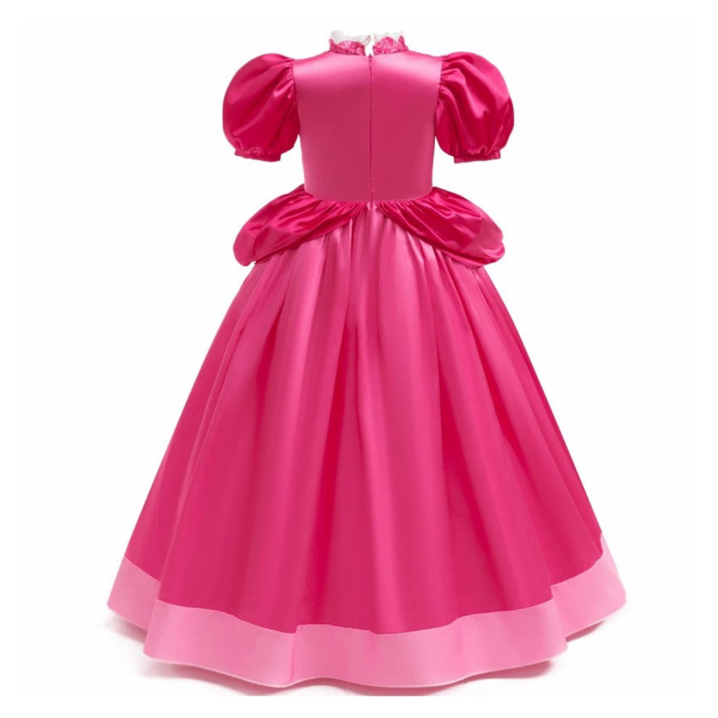 URSOFINE Pink Princess Dress with 4Pcs Accessories Set Puff Sleeve Tulle Gown Fancy Royal Costume Dress Up for Birthday Party Halloween Cosplay Outfit