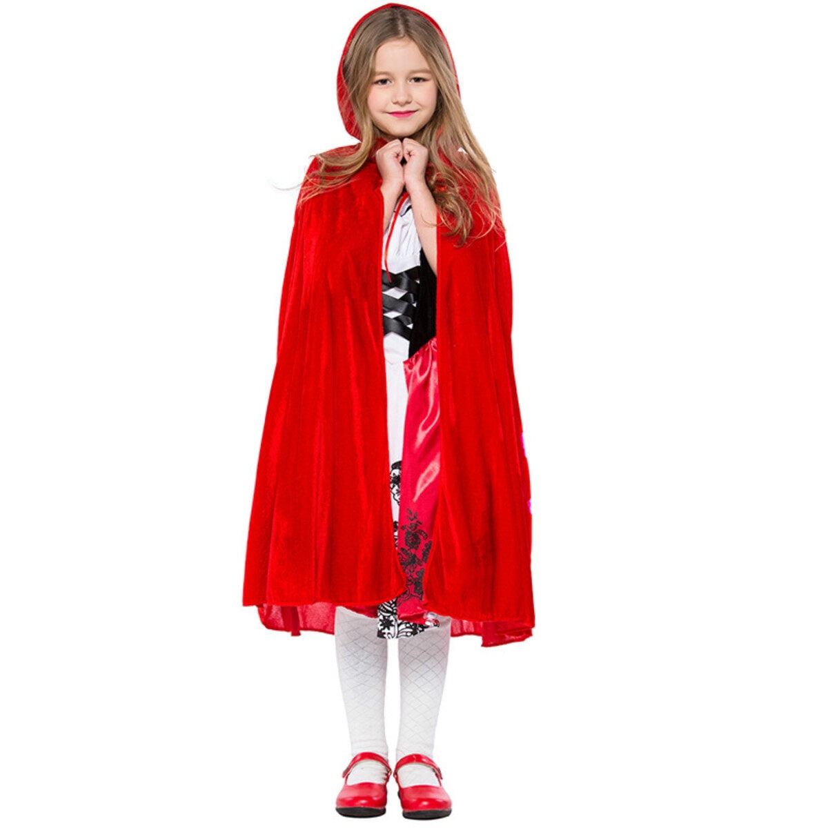 KAWELL Red Fancy Dress Costume Halloween with Hooded Cape