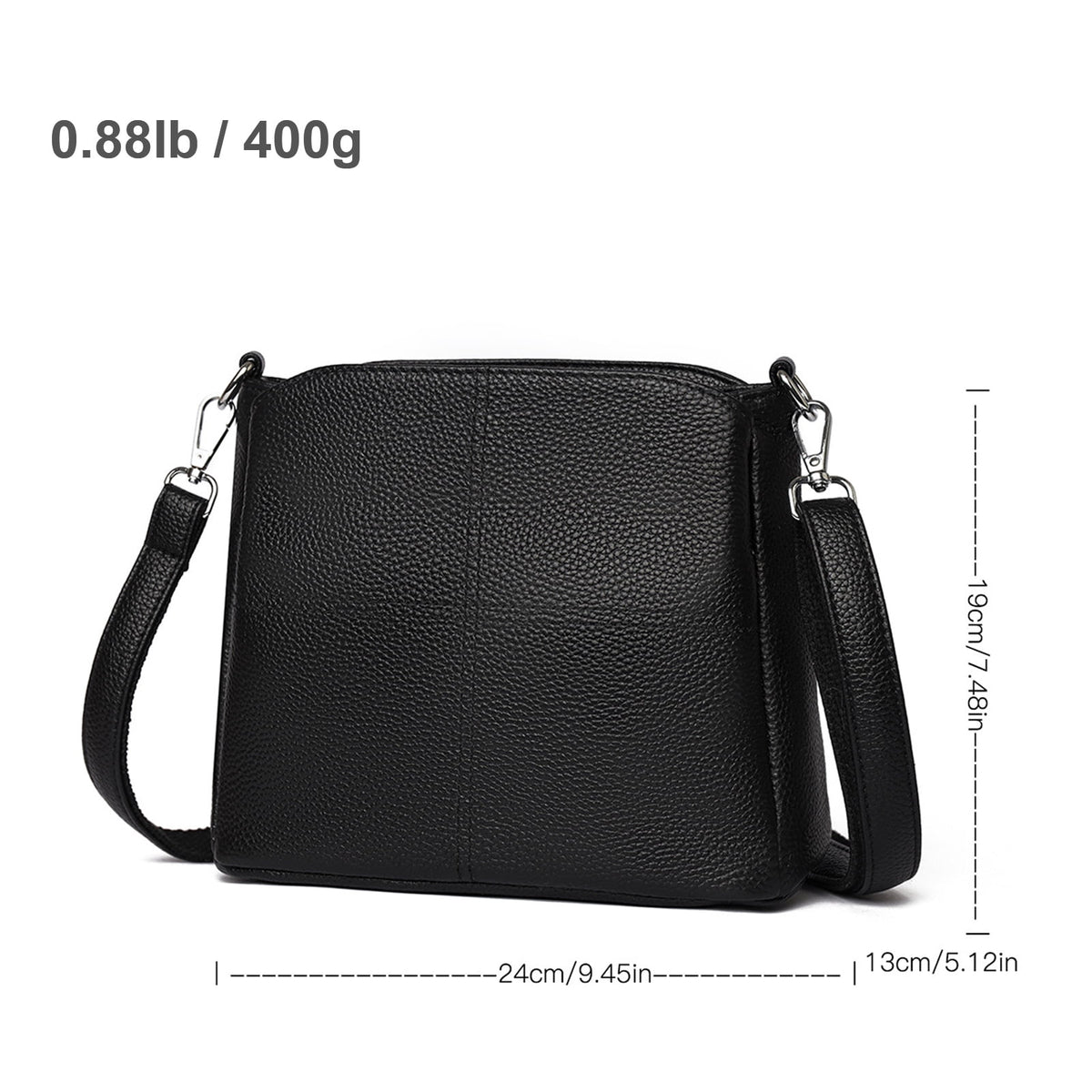 URSOFINE Women's Leather Crossbody Bucket Purse, Multi-Compartment Shoulder Bag with Adjustable Strap, Casual Lightweight Handbag for Daily Use