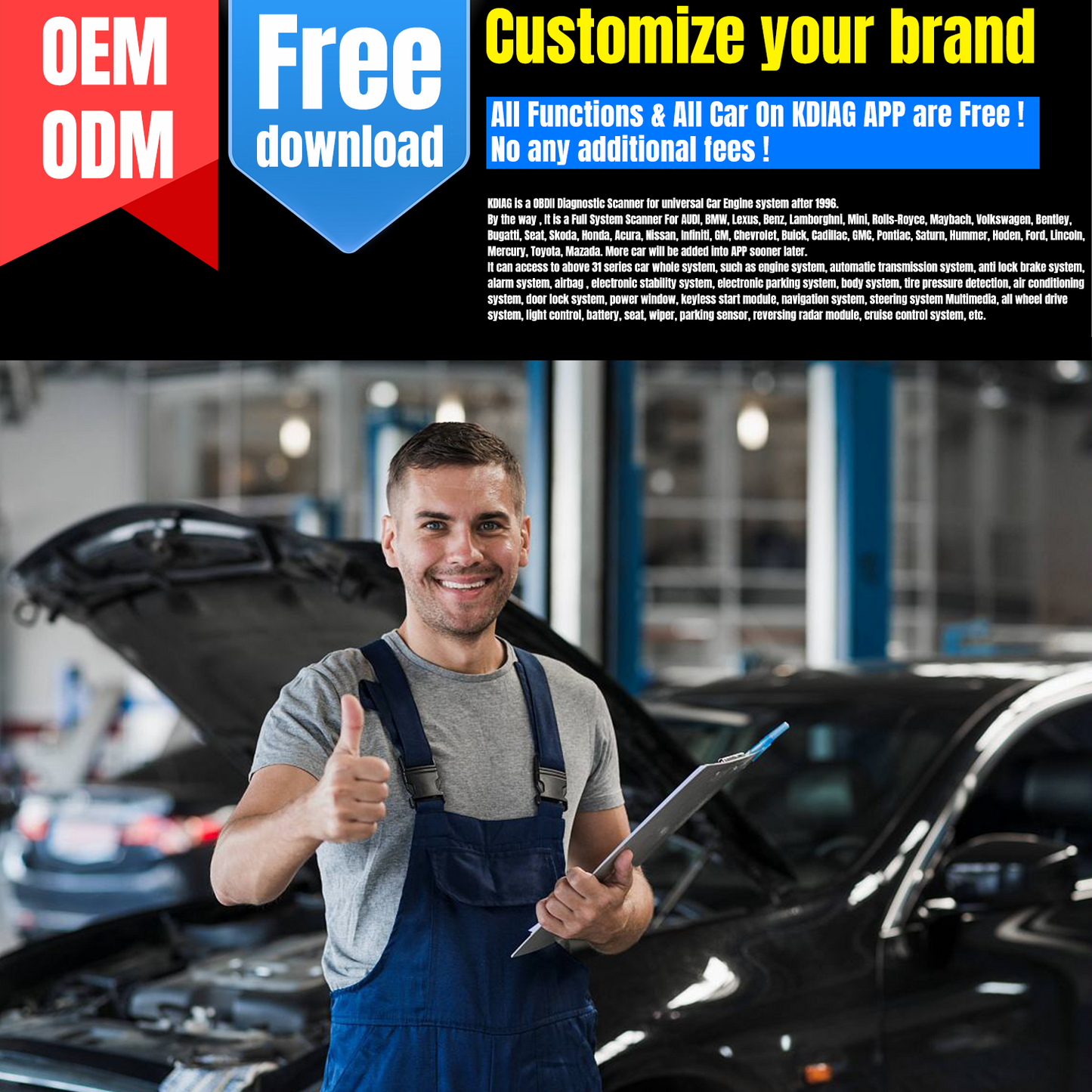 KONNWEI KDIAG Bluetooth 5.0 Full System OBD2 Scanner | 31+ Reset Functions | iOS & Android