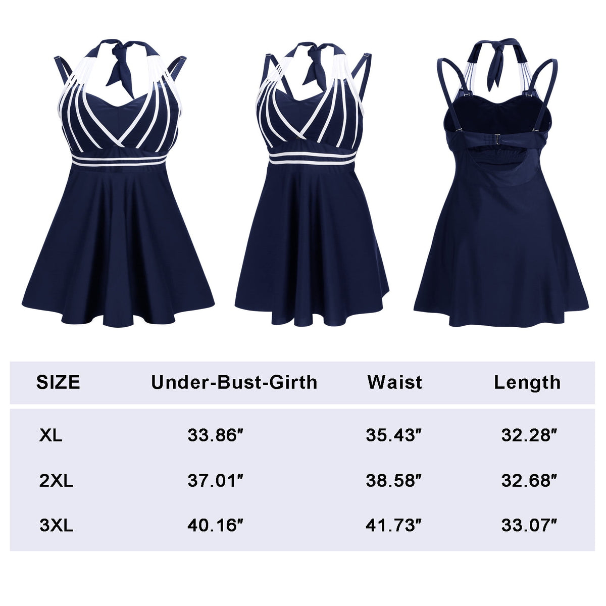 Womens Halter Swimdress Plus Size Two Piece Swimsuit Tankini Set